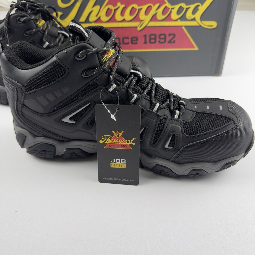 Thorogood Mens Composite Toe Waterproof Hiker Work Boot Black Size 11 Width Med - Picture 2 of 9